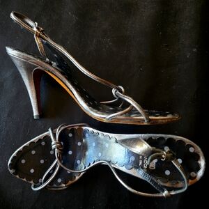 Moschino Cheap and Chic Y2K Strappy Heels 39.5 silvery metallic leather